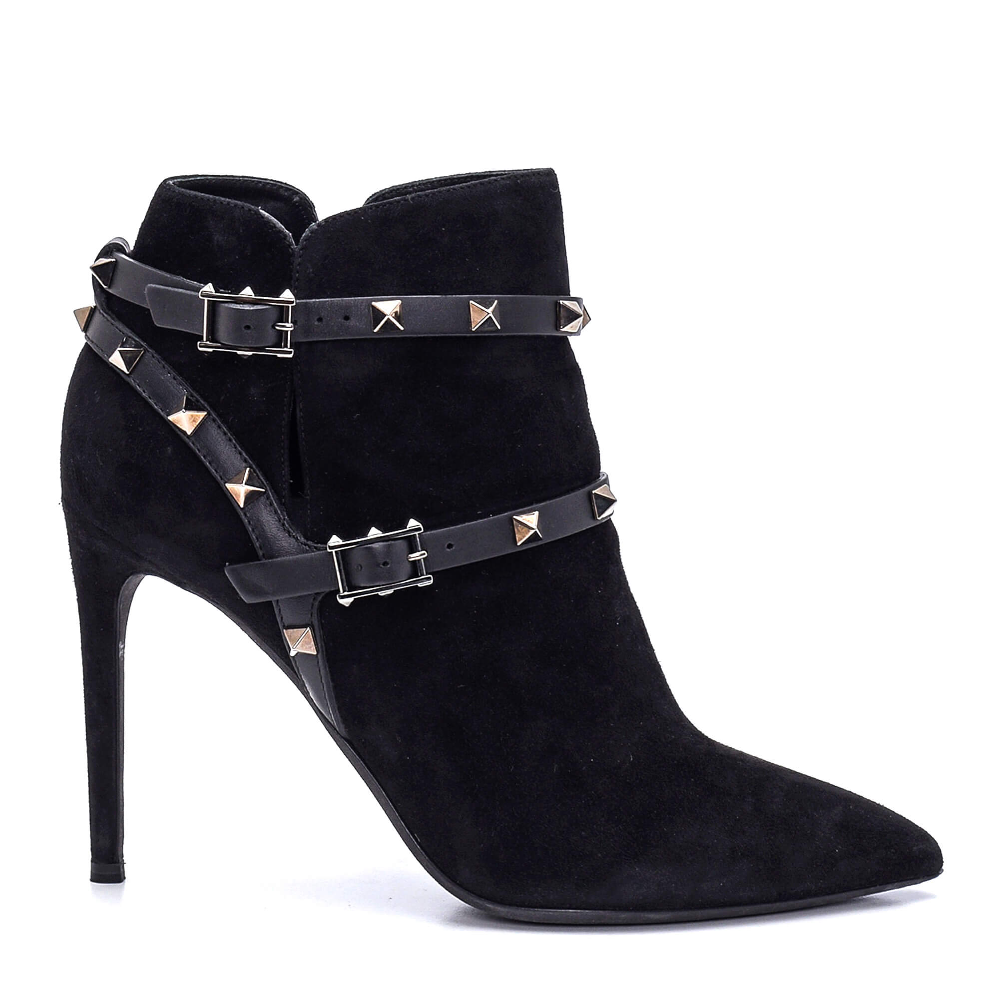 Valentino - Black Suede Rockstud Booties